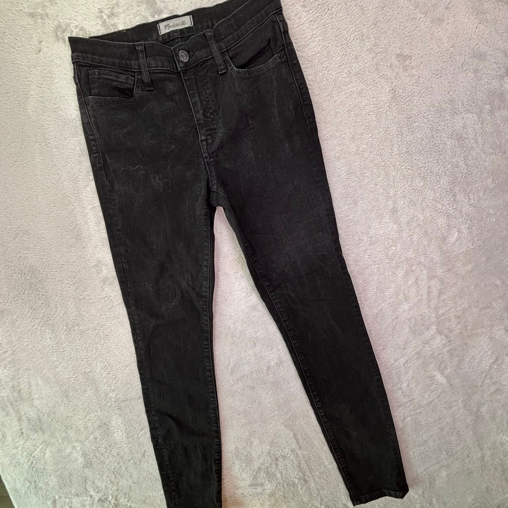 Madewell Womens Roadtripper Jeans Size 27 Black Faded Skinny High Rise G7392